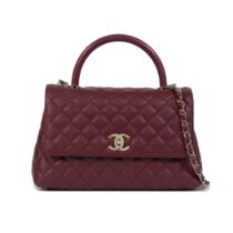 Virginie Viard for Chanel: a Burgundy Caviar Leather and Embossed Lizard Kelly Top Handle Bag 20...