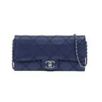 Karl Lagerfeld for Chanel: a Navy Lambskin Ultimate Stitch East West Wallet on Chain (WOC) 2011 ...