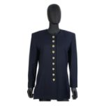 Christian Dior: a Navy Blue Wool Crepe Longline Jacket 1980s