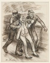WILLIAM JAMES GLACKENS (American, 1870-1938) At a Quick Run They Skidded Him on His Heels (12 3/...