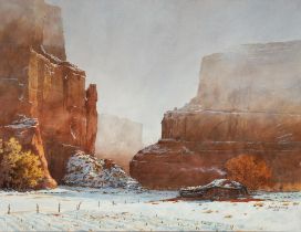 DAVID ALLEN HALBACH (American, 1931-2022) Soaring Cliffs (Canyon de Chelly) (19 x 24 1/2 in (48....