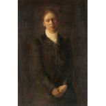 Mary McEvoy (British, 1870-1940) Helen McEvoy Three-quarter length, in a green hunting coat