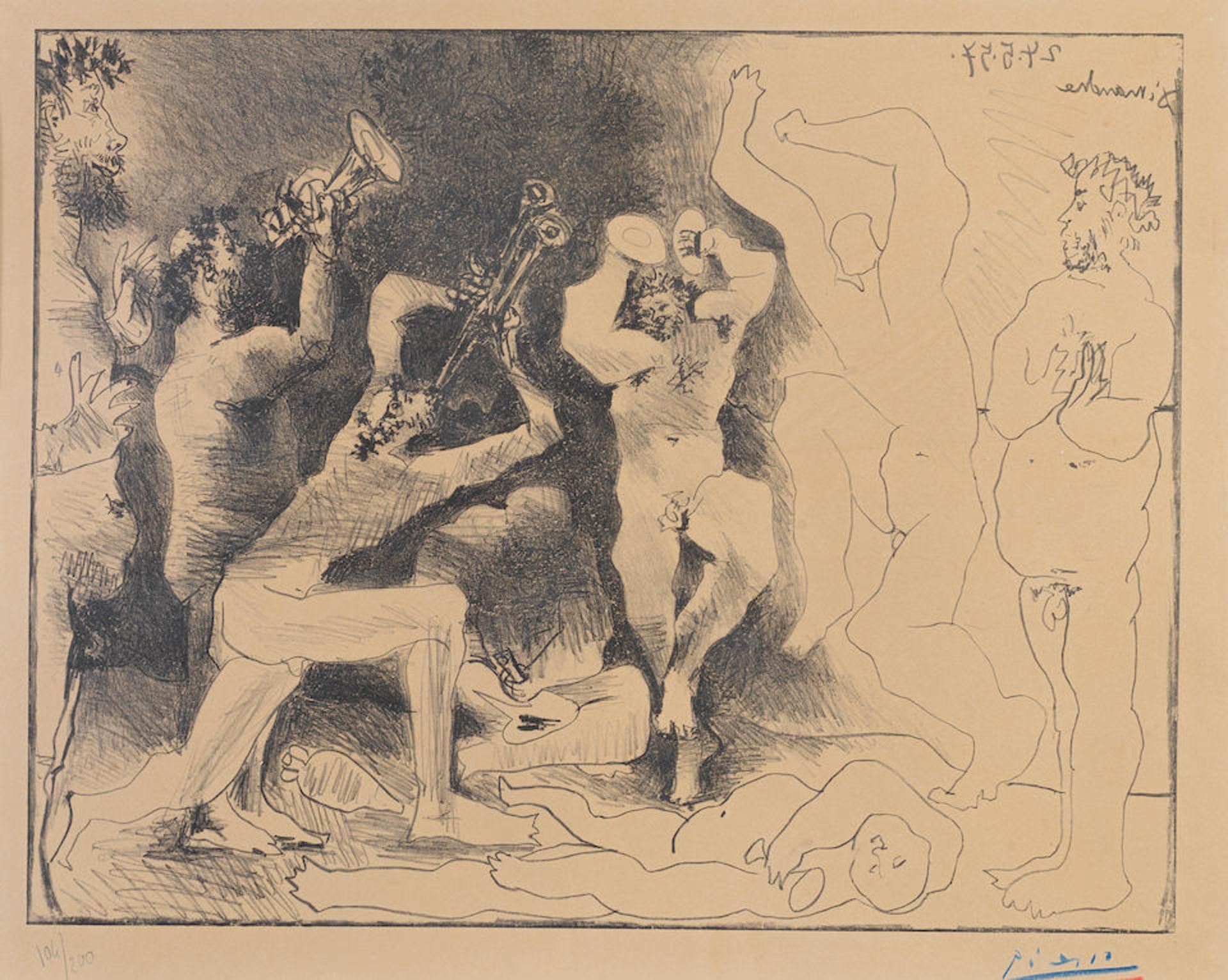 Pablo Picasso (Spanish, 1881-1973) La Danse des Faunes Lithograph, 1957, on Arches wove paper, s...