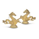 A pair of Venetian brass hippocamp gondola oarlock ornaments (2)