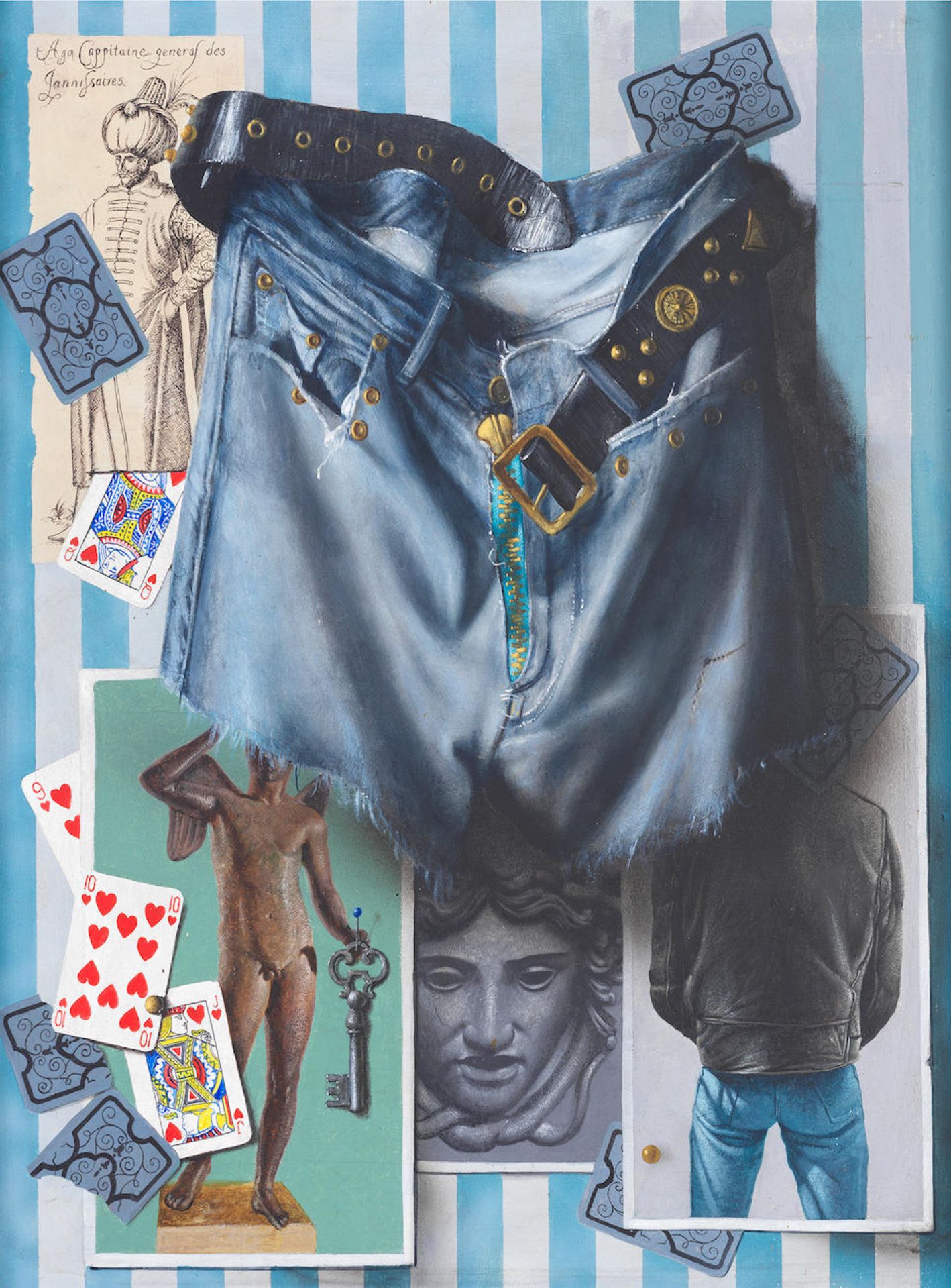 Martin Battersby (British, 1914-1982) Trompe l'oeil: Playing Cards and Jeans