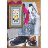 Martin Battersby (British, 1914-1982) Trompe l'oeil: Butterflies and boots