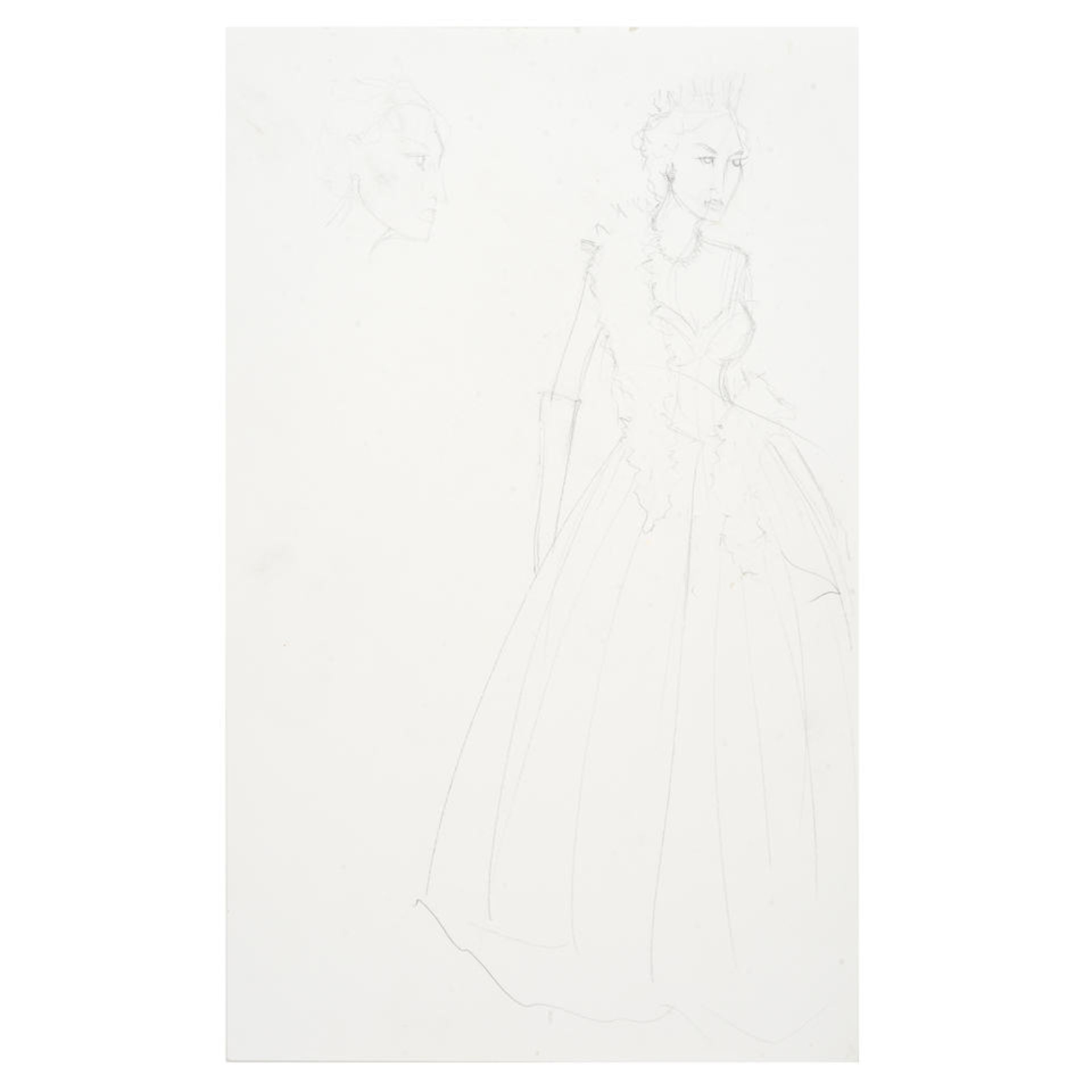 Michele Clapton: Costume drawings for the character of Queen Elizabeth (Claire Foy) and Princess...