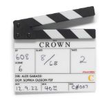 A clapper board used in the production of the final season of The Crown Season 6, Episode 8, 'Ritz'