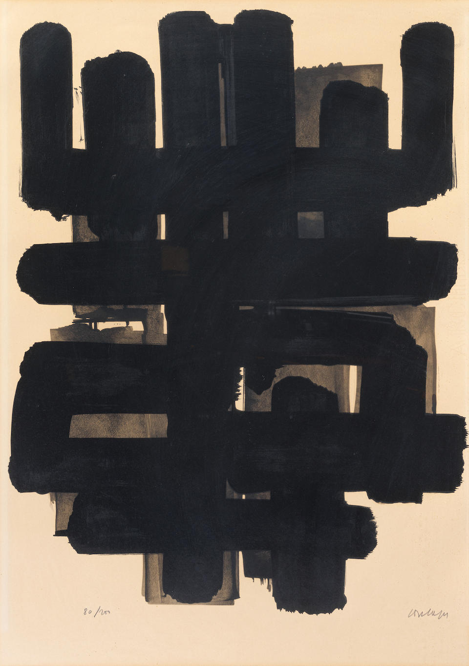 Pierre Soulages (French, 1919-2022) Lithographie n˚3 Lithograph, 1957, on Arches wove paper...