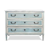 A 19th century and later blue painted commodeIn the Louis XVI style