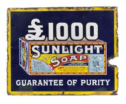 A Sunlight Soap enamel sign,