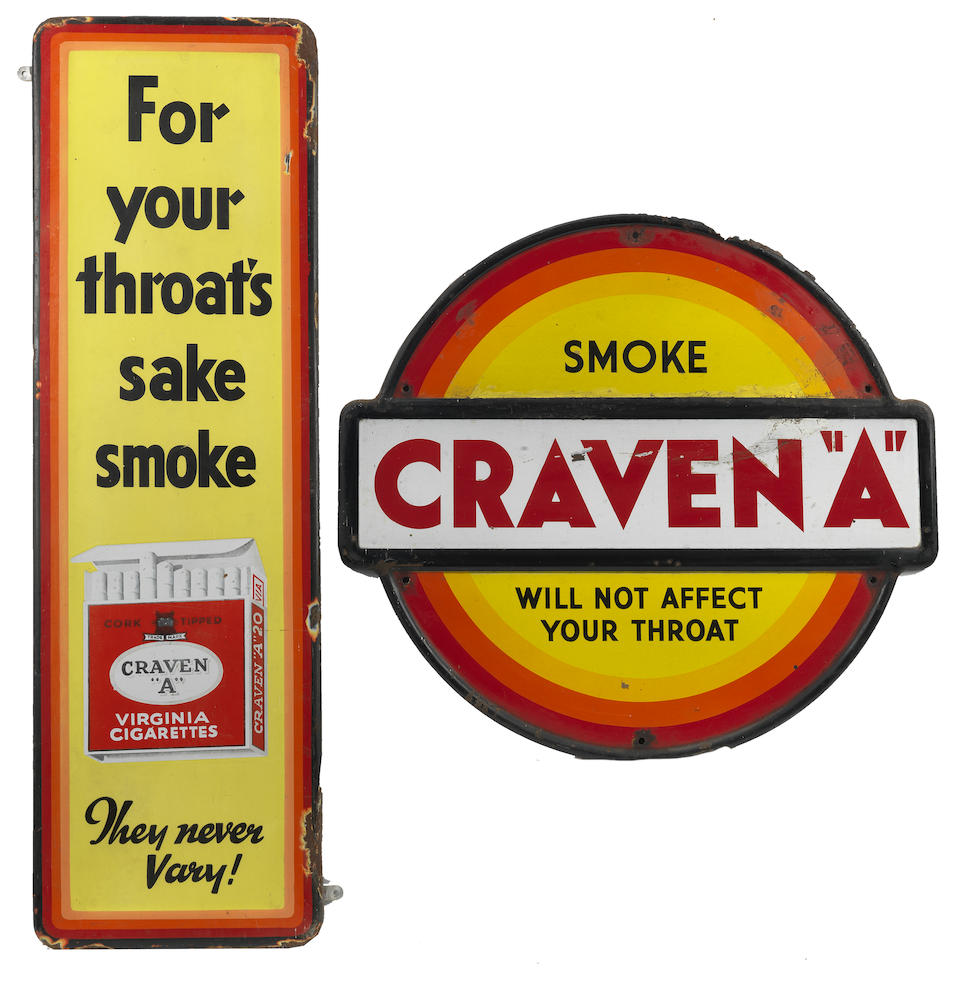 Two 'Craven A' Cigarettes enamel signs, ((2))