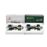 Two boxed 1:18 scale models of Jim Clark's 1963 and 1965 Grand Prix winning Lotus Formula 1 raci...