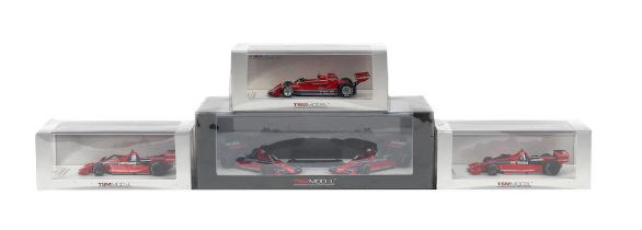 Boxed 1:43 scale models of 1976-78 Alfa Romeo Formula 1 racing cars by TrueScale Miniatures, (...