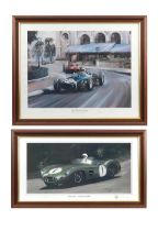 Two limited edition motorsport prints signed by Stirling Moss, ((2))