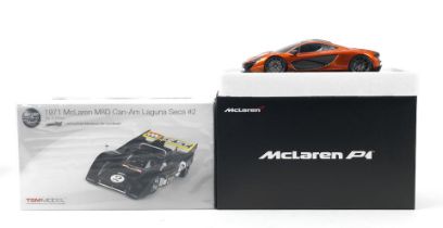 Two boxed 1:18 scale models of McLaren cars by TrueScale Miniatures, ((2))