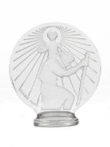 A St Christopher glass mascot by Rene Lalique, French, introduced 1st March 1928,