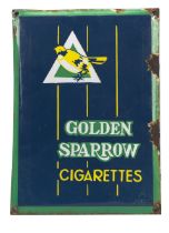 A rare Golden Sparrow Cigarettes enamel sign, by OGW of India,