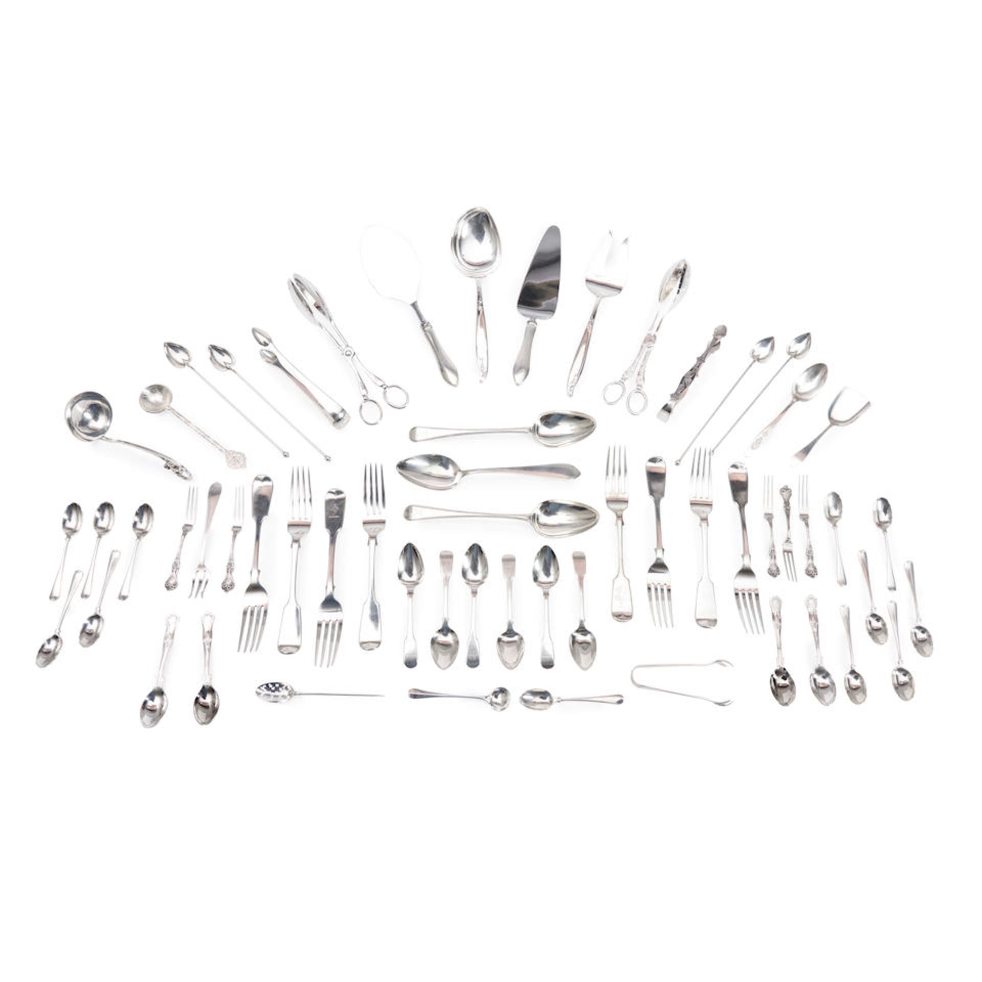 GROUP OF ENGLISH AND AMERICAN STERLING SILVER AND SILVER-PLATED TABLEWARE