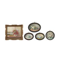 FIVE FRAMED MINIATURE FLORAL STUDIES/PAINTINGS