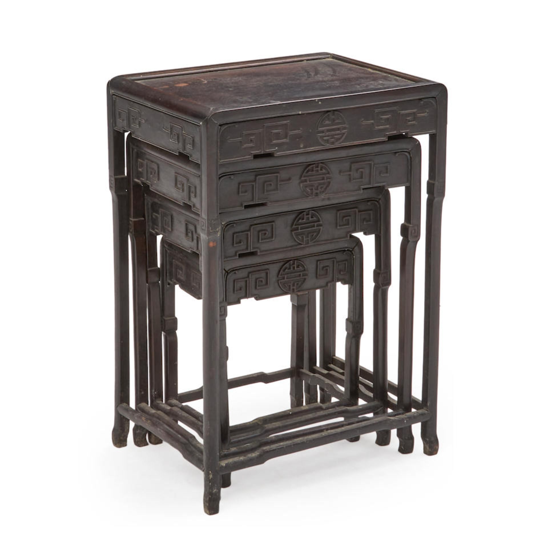 SET OF FOUR CHINESE HARDWOOD NESTING TABLES