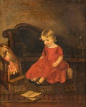 ANGLO-AMERICAN SCHOOL, 19TH CENTURY PORTRAIT OF YOUNG GIRL AND DOLL