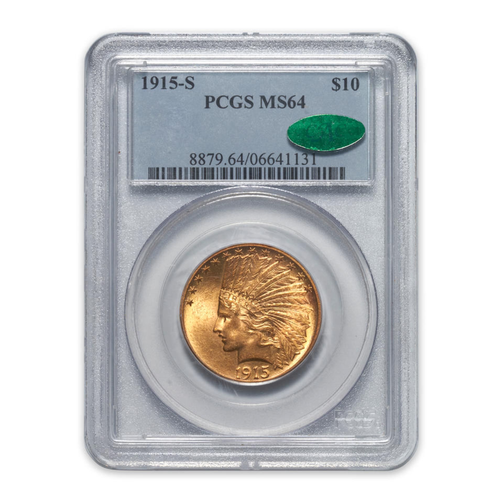 United States 1915-S Indian Head $10 Eagle Gold Coin.