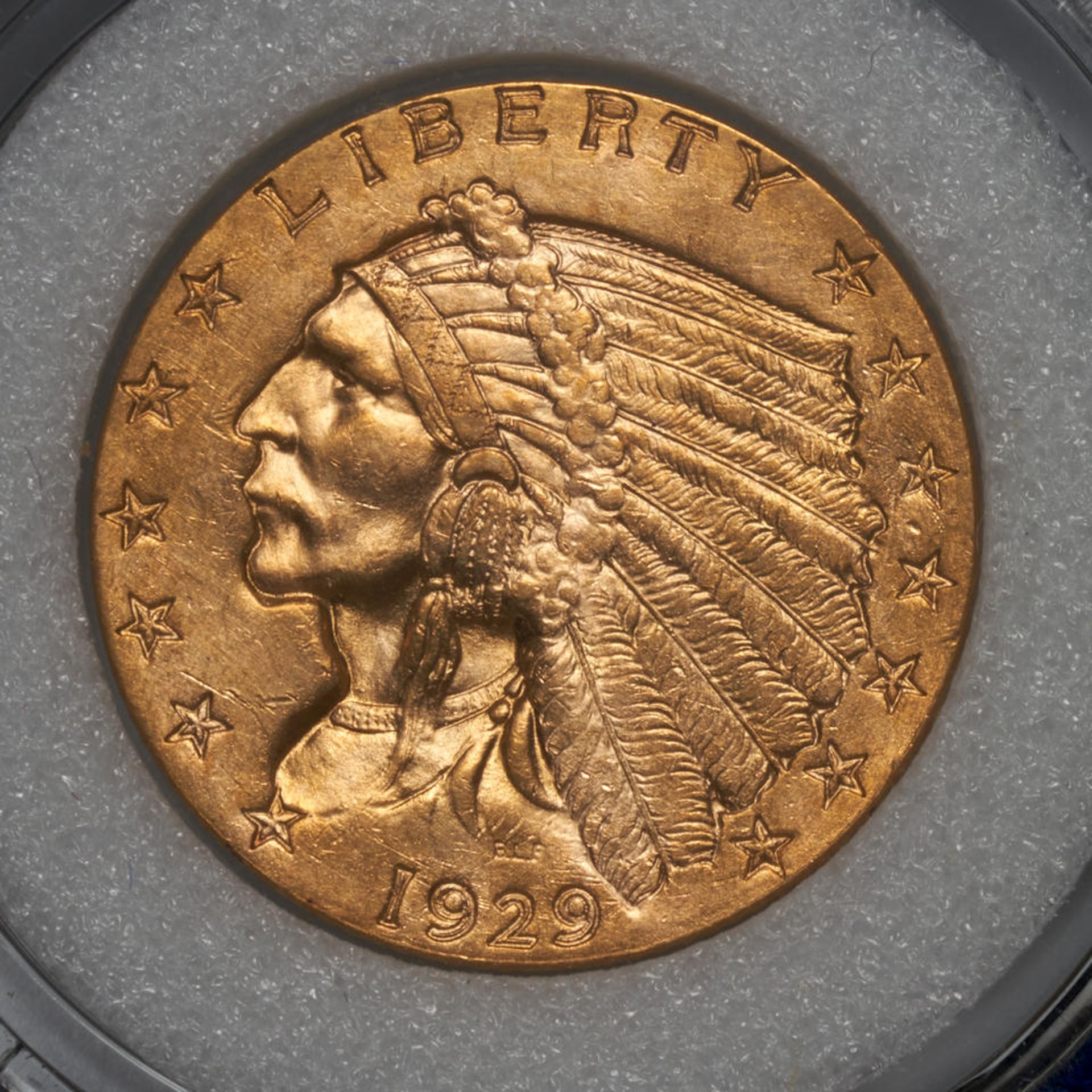 United States 1929 Indian Head $2.50 Quarter Eagle Gold Coin. - Image 3 of 3