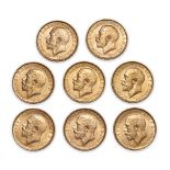 Eight George V Gold Sovereigns.