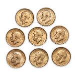 Eight George V Gold Sovereigns.