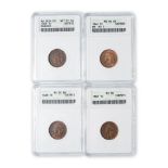 United States Four Indian Head Cents.