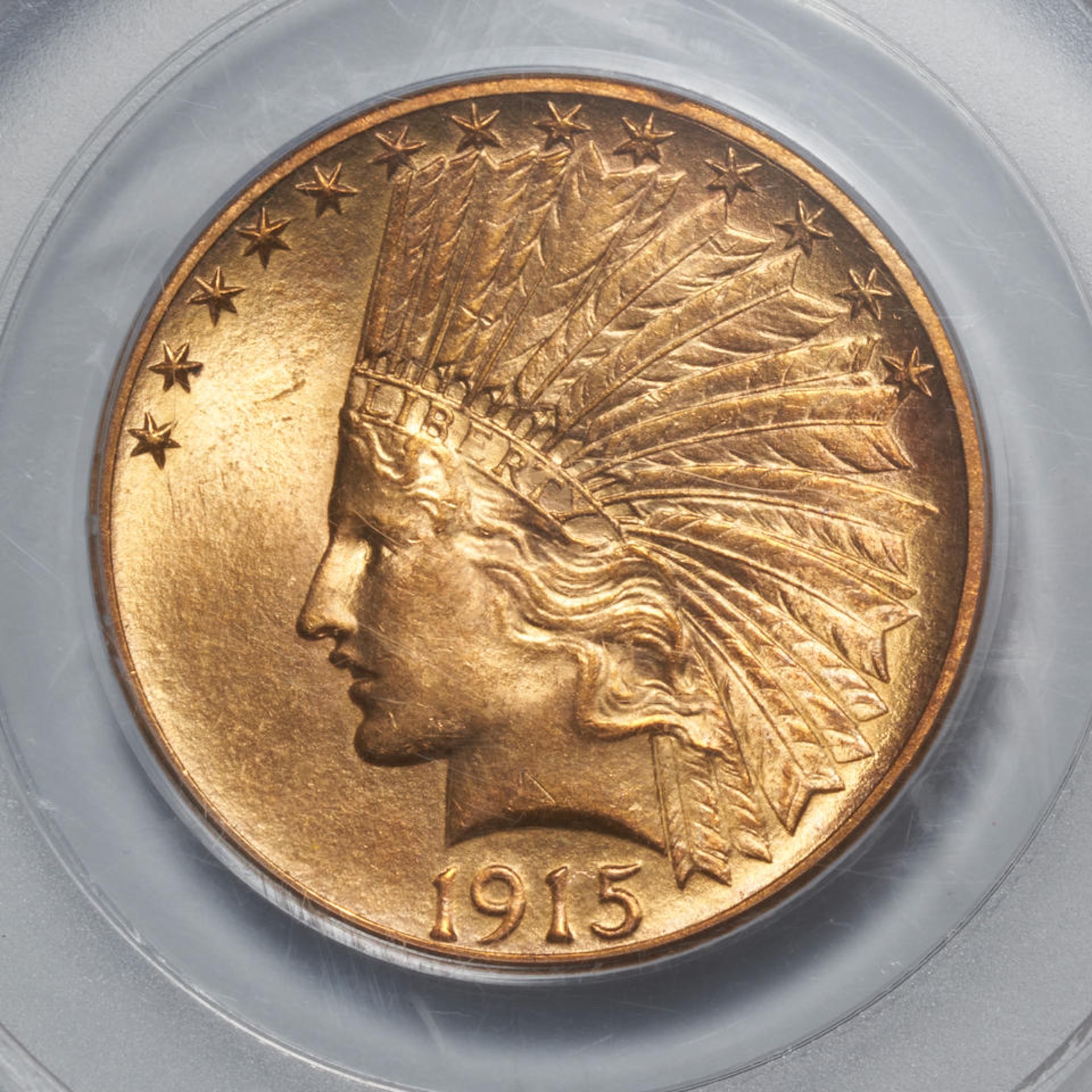 United States 1915-S Indian Head $10 Eagle Gold Coin. - Bild 3 aus 3