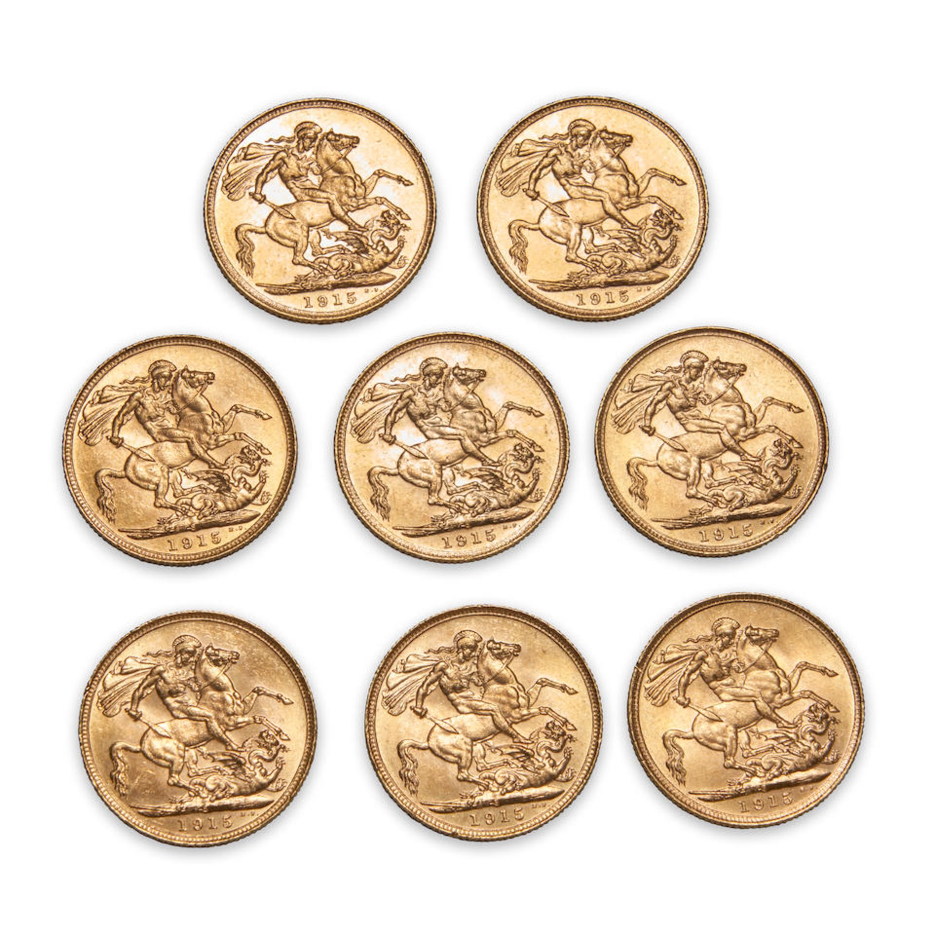 Eight George V Gold Sovereigns. - Bild 2 aus 2