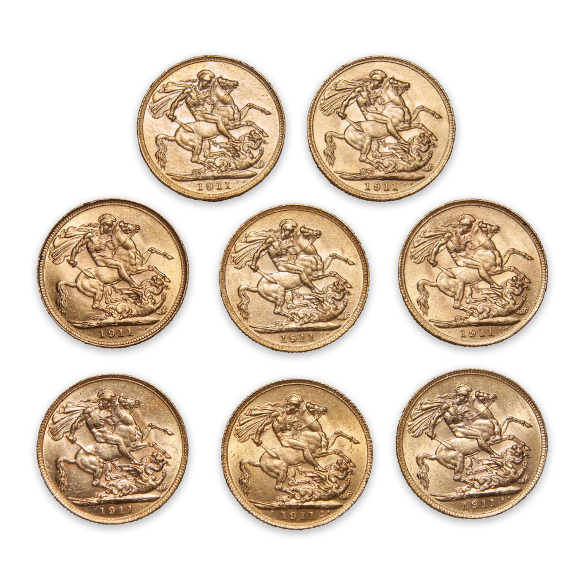 Eight George V Gold Sovereigns. - Image 2 of 2