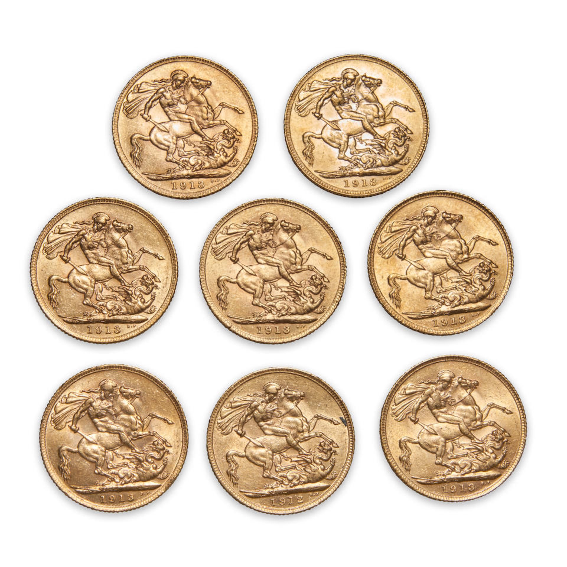 Eight George V Gold Sovereigns. - Image 2 of 2