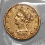 United States 1844-O Liberty $10 Eagle Gold Coin.