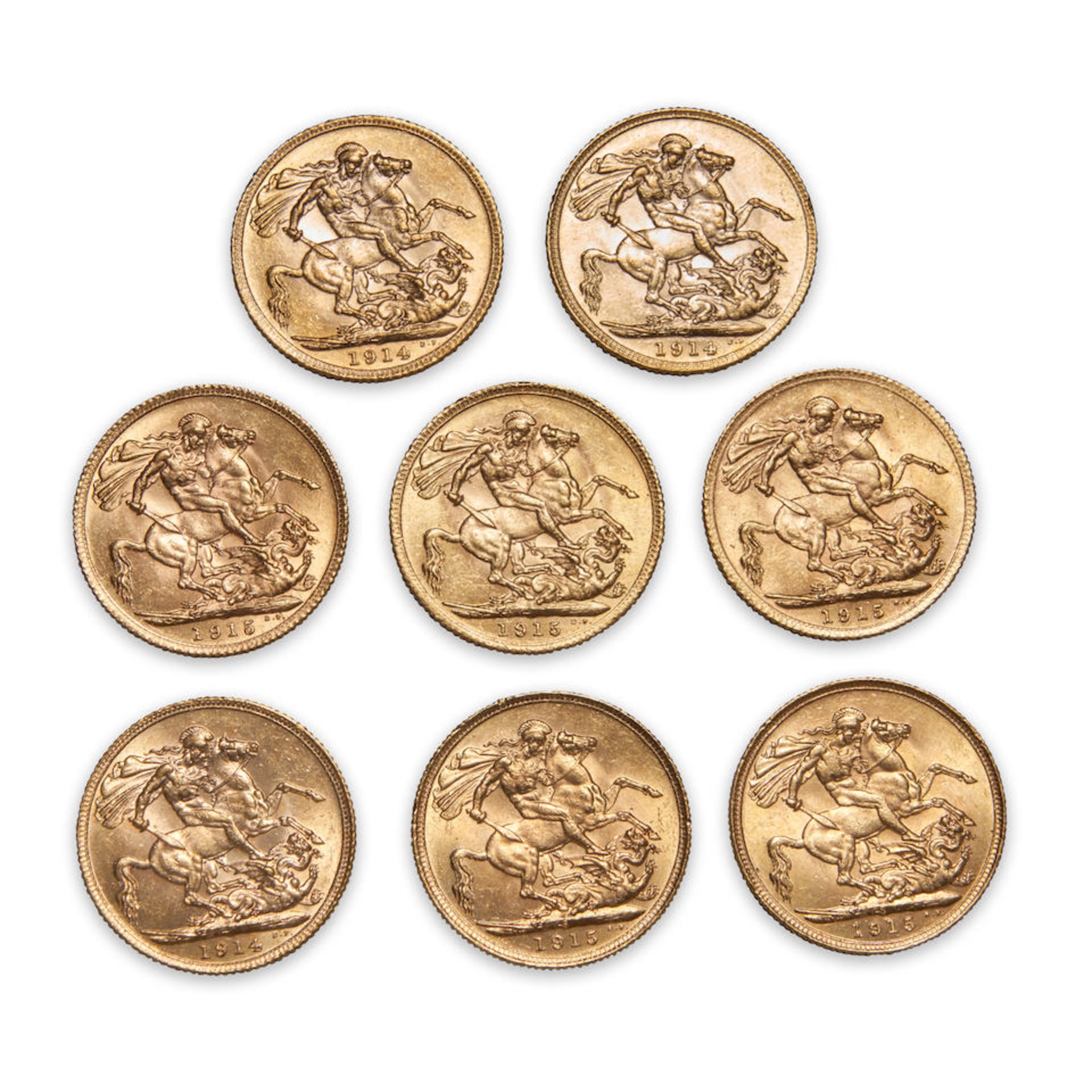 Eight George V Gold Sovereigns. - Bild 2 aus 2