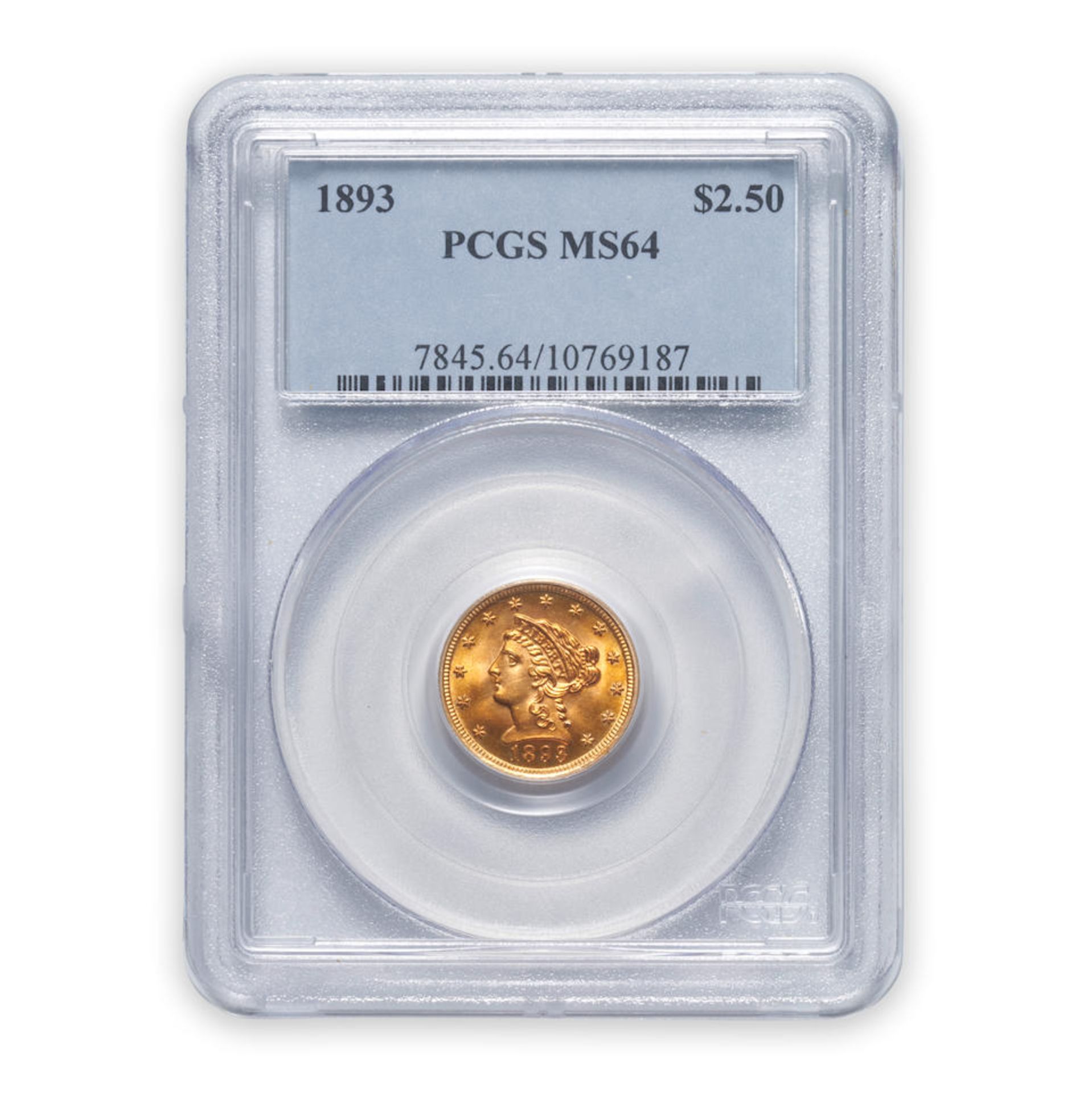 United States 1893 Liberty Head $2.50 Quarter Eagle Gold Coin.