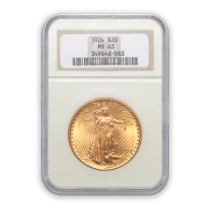 United States 1924 St. Gaudens $20 Double Eagle Gold Coin.