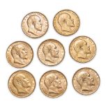 Eight Edward VII Gold Sovereigns.