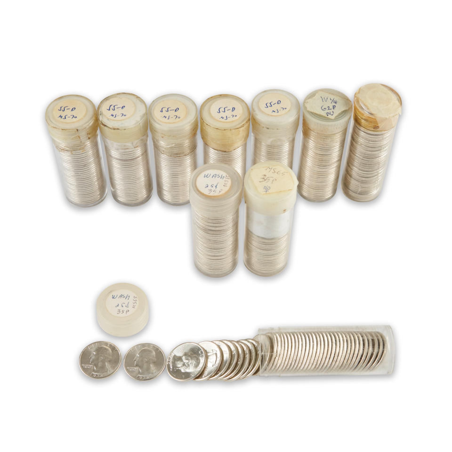 United States Ten Washington Quarter Uncirculated/Brilliant Uncirculated Coin Rolls.