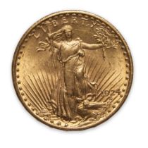 United States 1924 St. Gaudens $20 Double Eagle Gold Coin.