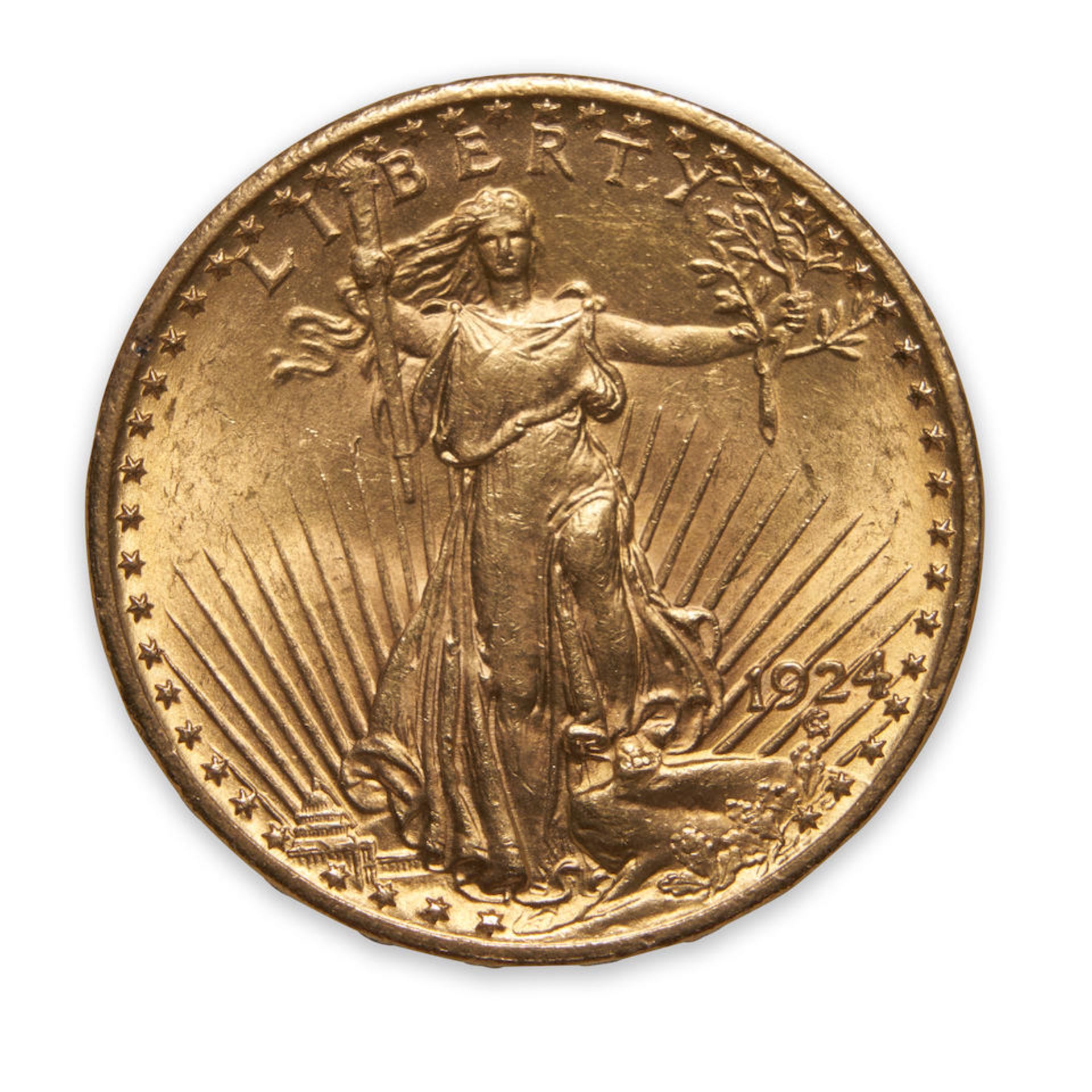 United States 1924 St. Gaudens $20 Double Eagle Gold Coin.