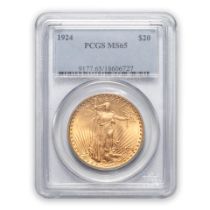 United States 1924 St. Gaudens $20 Double Eagle Gold Coin.