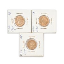 United States Three Type Gold Coins.