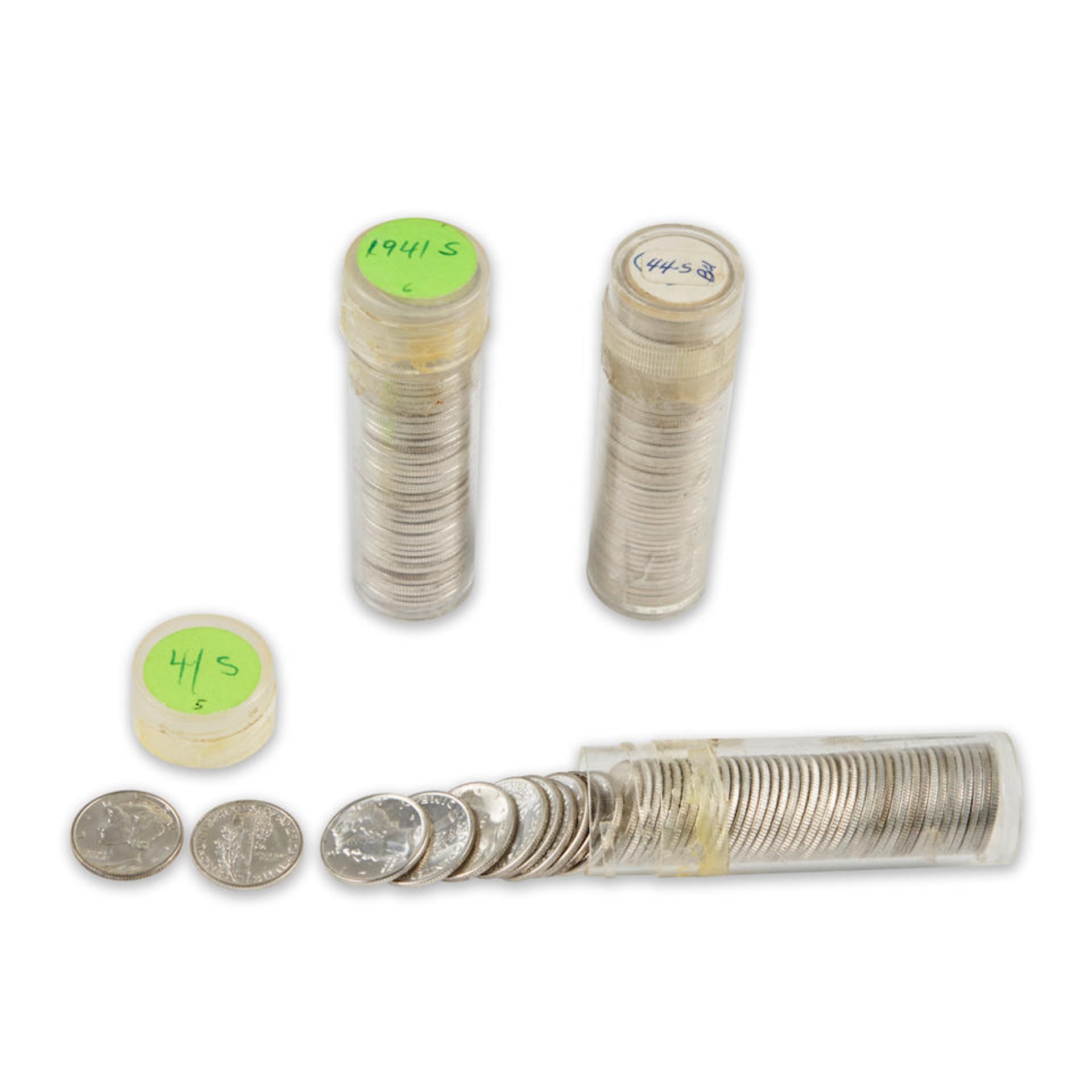 United States Three Mercury Dime Uncirculated/Brilliant Uncirculated Coin Rolls.