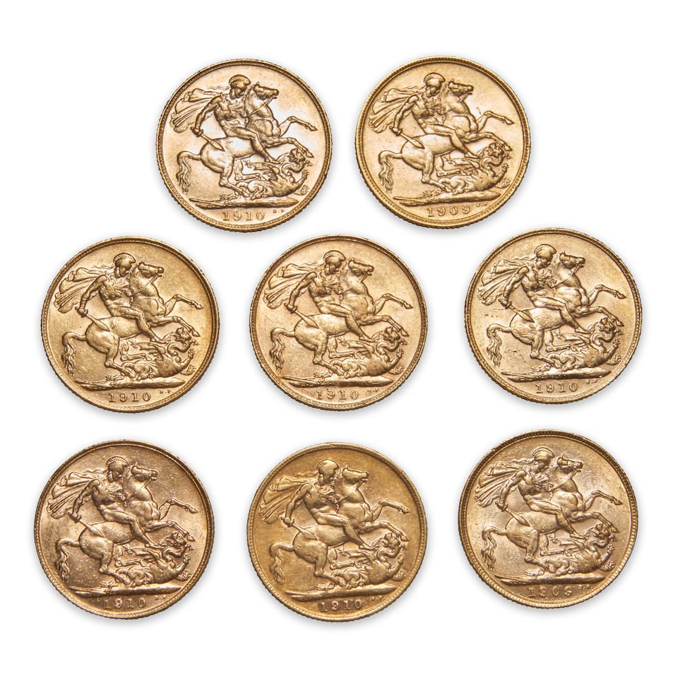 Eight Edward VII Gold Sovereigns. - Image 2 of 2