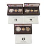 United States Three 1989 Congressional Three-coin Commemorative Proof Sets.