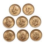 Eight George V Gold Sovereigns.