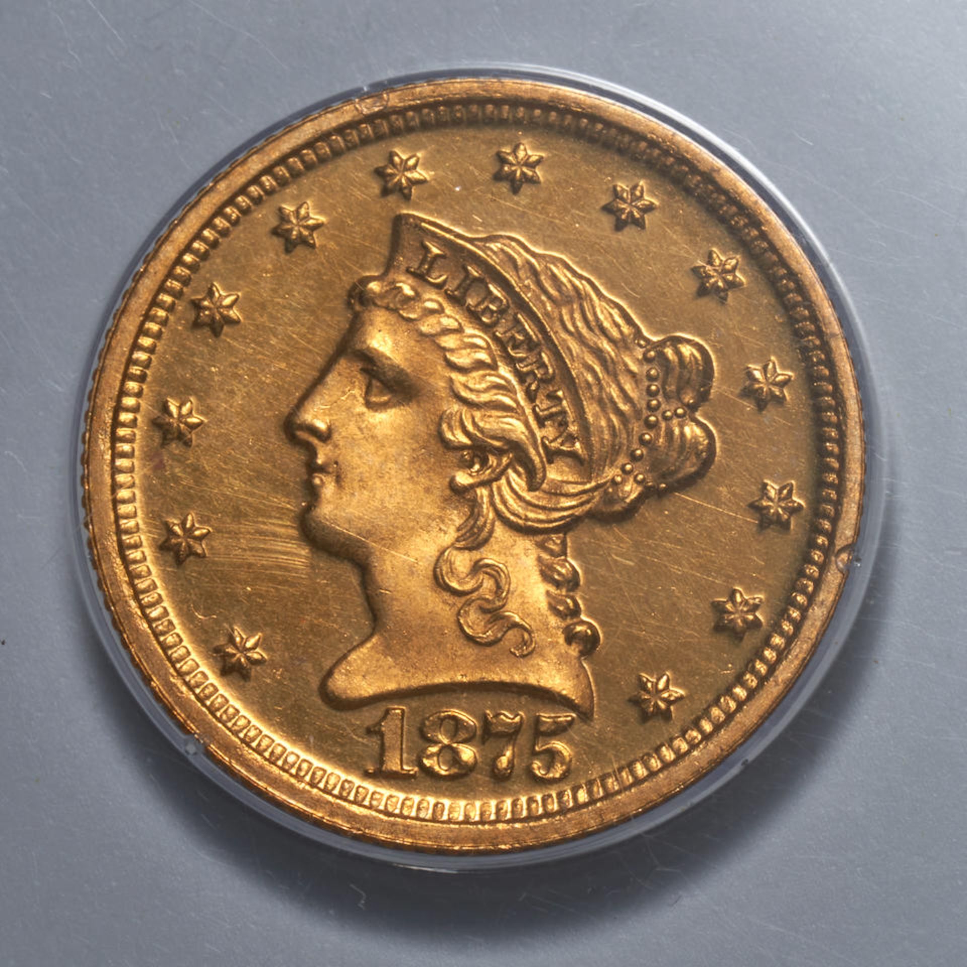 United States Proof 1875 Liberty $2.50 Quarter Eagle Gold Coin. - Bild 3 aus 4